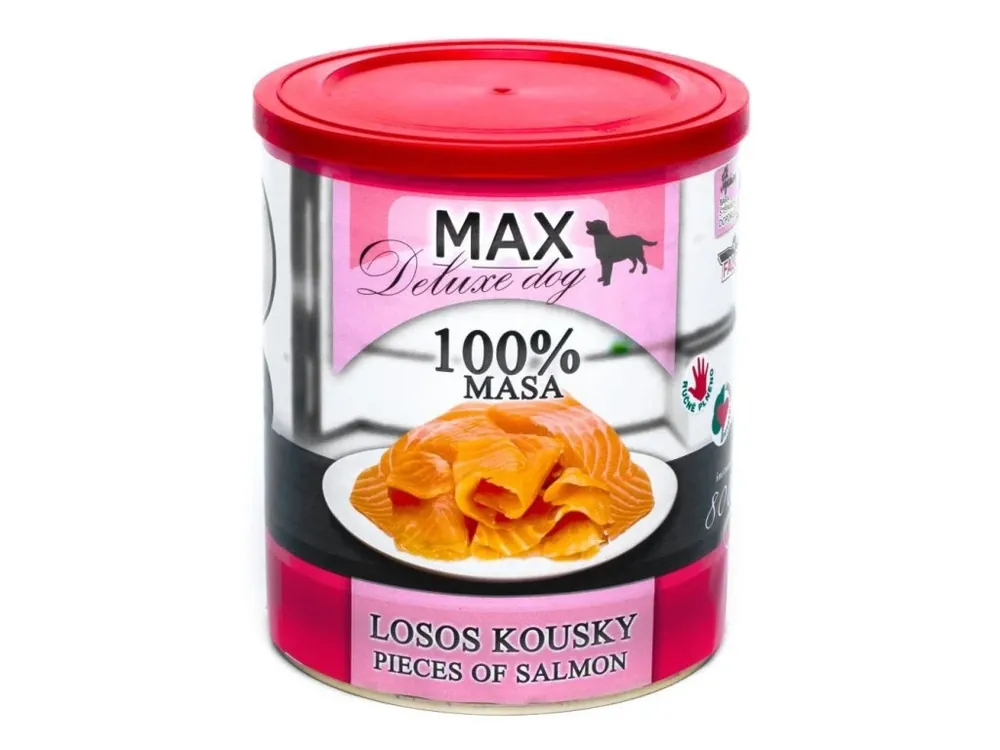 MAX Deluxe Dog losos kousky, konzerva 800 g Super Cena