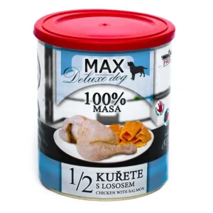 MAX Deluxe Dog 1/2 kuřete s lososem, konzerva 800 g Jen Po Omezenou Doba