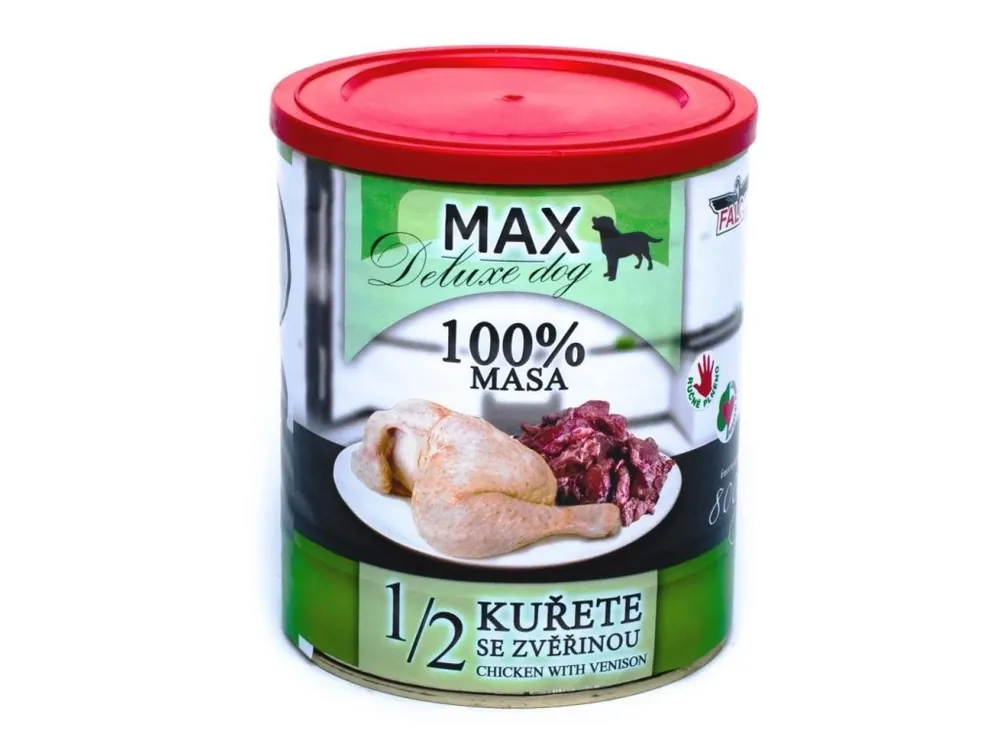 Akční Cena MAX Deluxe Dog 1/2 kuřete se zvěřinou, konzerva 800 g