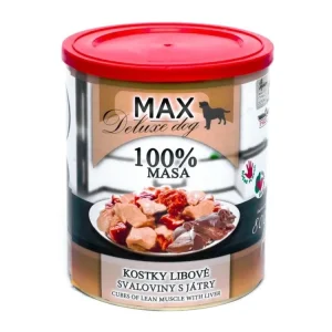 MAX Deluxe Dog kostky libové svaloviny s játry, konzerva 800 g Cenový Hit