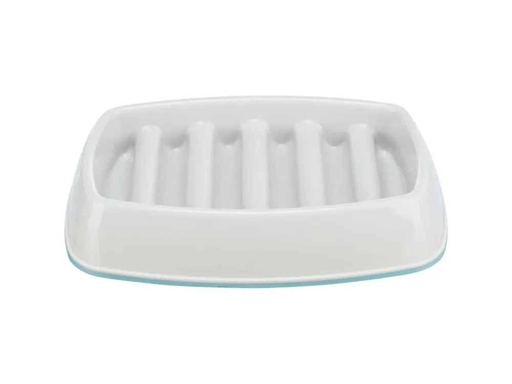 Bezpečná Platba Miska k pomalému krmení, design mříž, 0,25l/21 ×14 cm, plast/TPR, šedá
