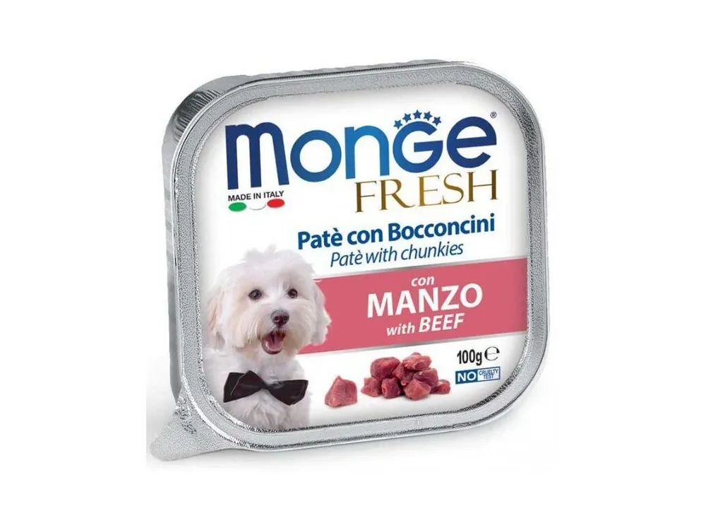 MONGE FRESH - paštika a kousky s hovězím 100 g pro psy Zlevněný