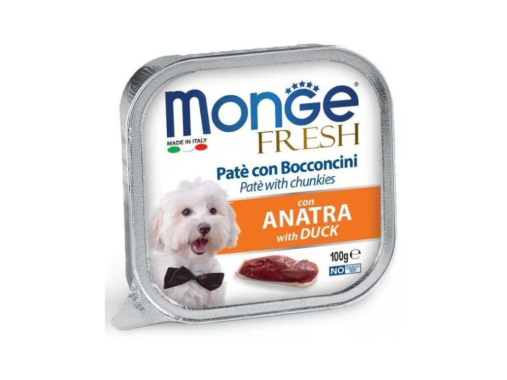 MONGE FRESH - paštika a kousky s kachnou 100 g pro psy Novinka