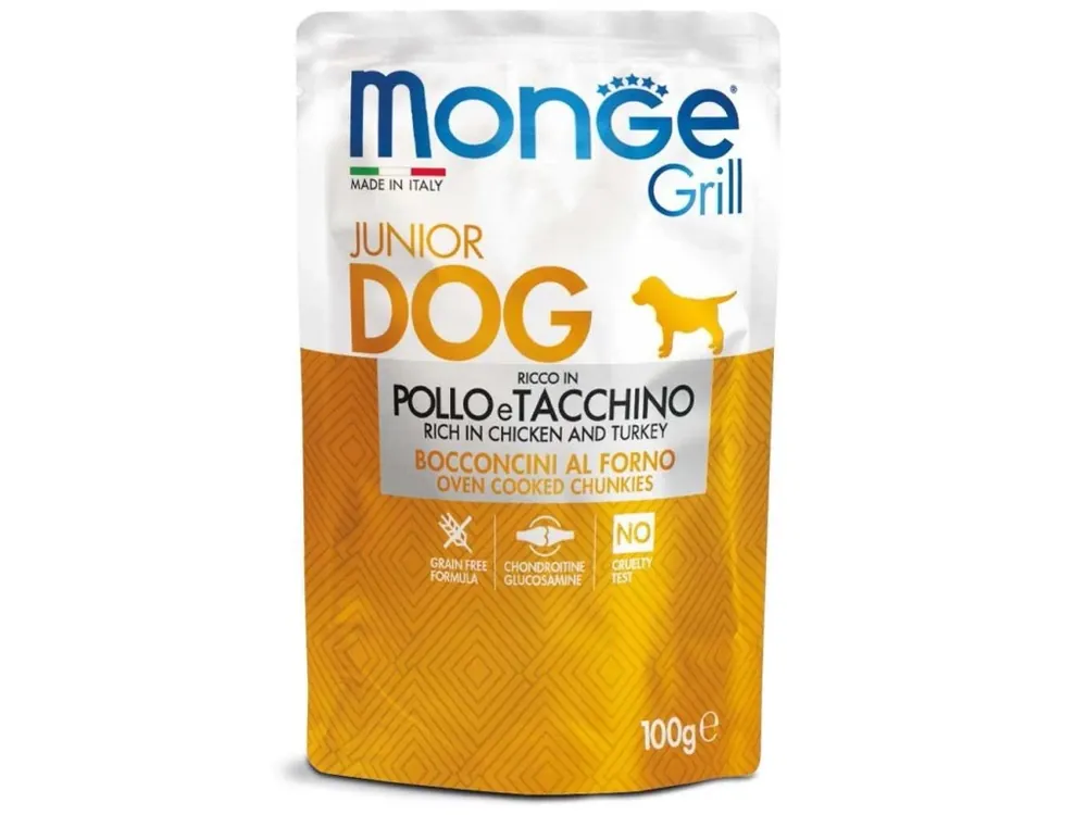 MONGE GRILL JUNIOR kapsička kuřecí s krůtou pro štěňata 100 g Nejlepší Volba