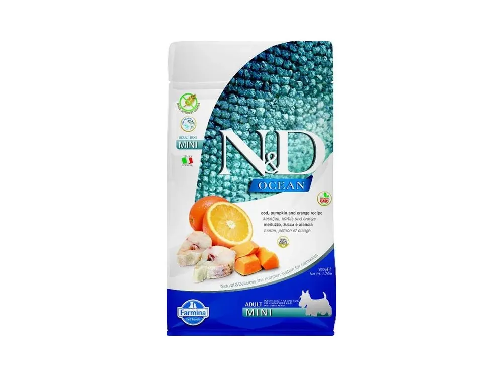 N&D OCEAN Dog GF Cod, Pumpkin & Orange Adult Mini 800 g Speciální Cena