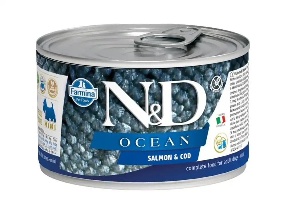 N&D OCEAN Dog konz. Salmon & Cod Mini 140 g Nová Kolekce
