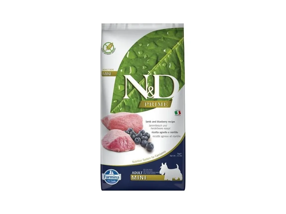 Cenový Hit N&D PRIME DOG Adult Mini Lamb & Blueberry 7kg