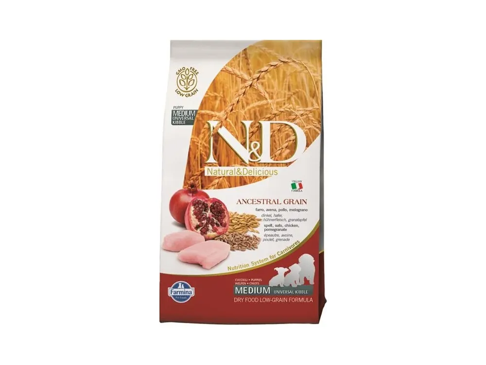 Zlevněný N&D ANCESTRAL GRAIN Dog LG Chicken & Pomegranate Puppy Medium & Maxi 2,5 kg