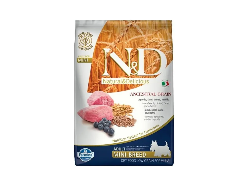 Pouze Dnes N&D ANCESTRAL GRAIN Dog LG Lamb, Spelt, Oats & Blueberry Adult Mini 7 kg