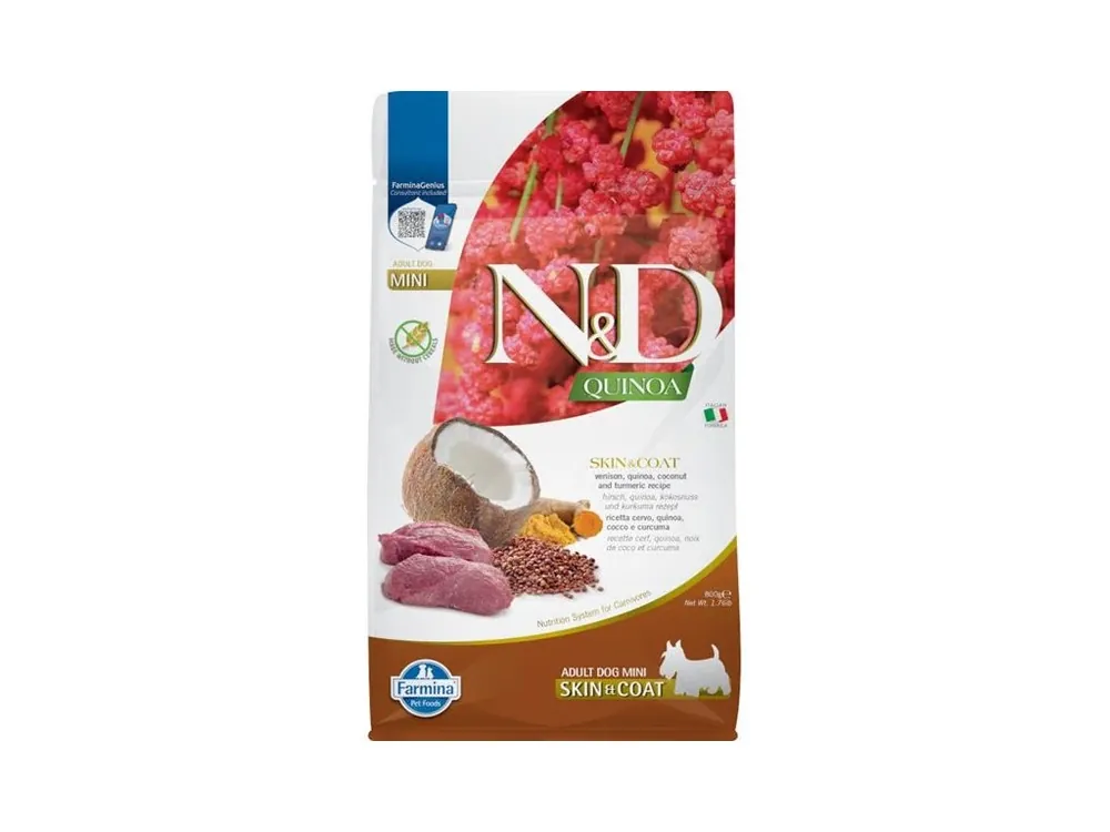 N&D QUINOA Dog GF Skin & Coat, Venison & Coconut Adult Mini 800 g Akční Nabídka