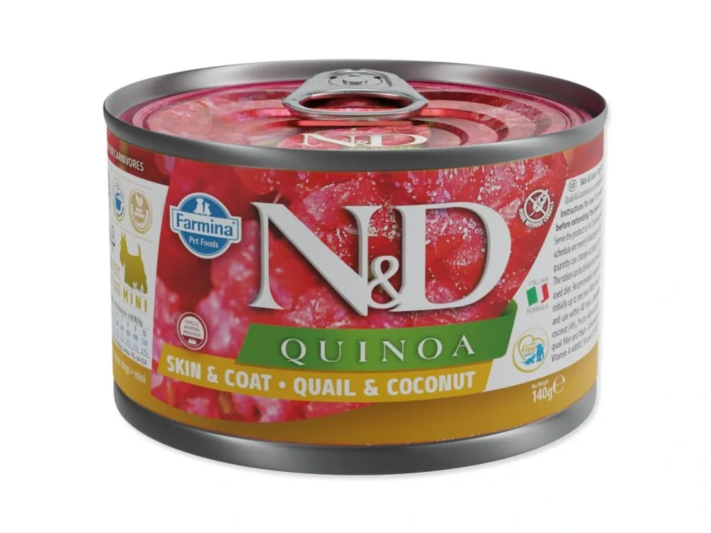 N&D QUINOA Dog konz. Quail & Coconut Mini 140 g Dokud Zásoby Vydrží