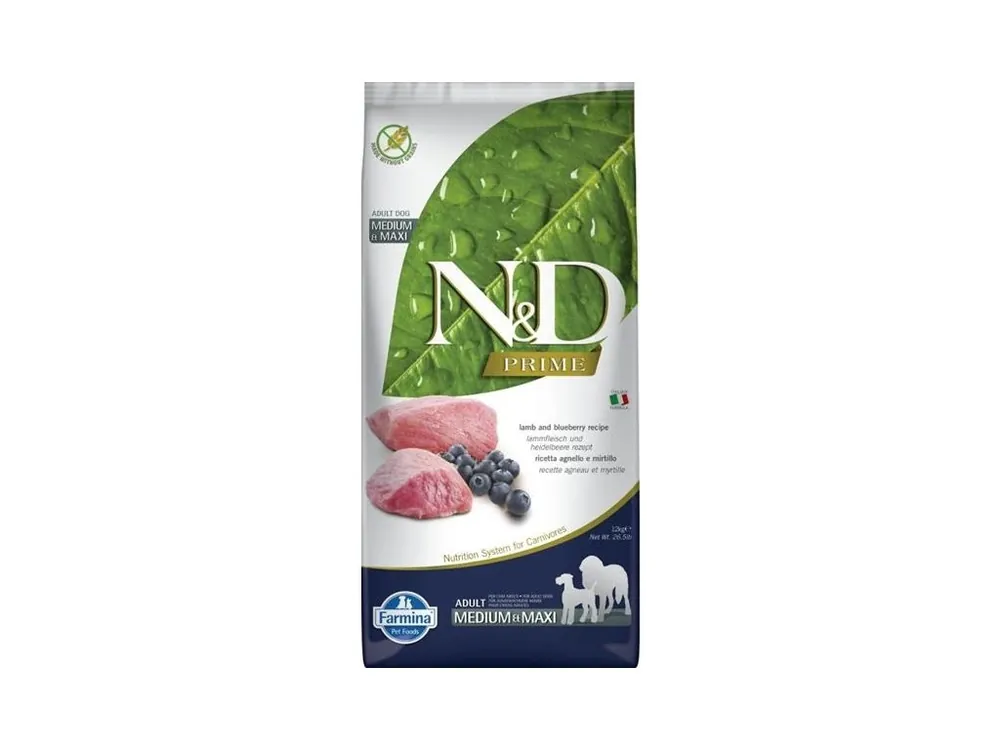 Novinka N&D PRIME Dog GF Lamb & Blueberry Adult Medium & Maxi 12 kg