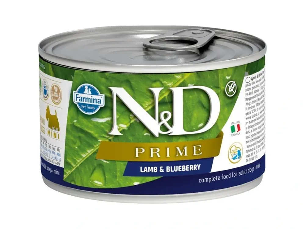 N&D PRIME Dog konz. Lamb & Blueberry Mini 140 g Autentický