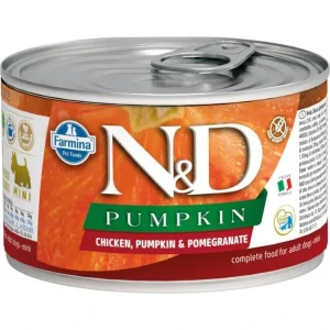 Autentický N&D PUMPKIN Dog konz. Chicken, Pumpkin & Pomegranate Mini 140 g