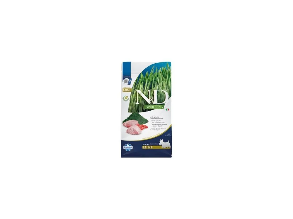 N&D SPIRULINA DOG Adult Mini Lamb & Wolfberry 2kg Finální Výprodej
