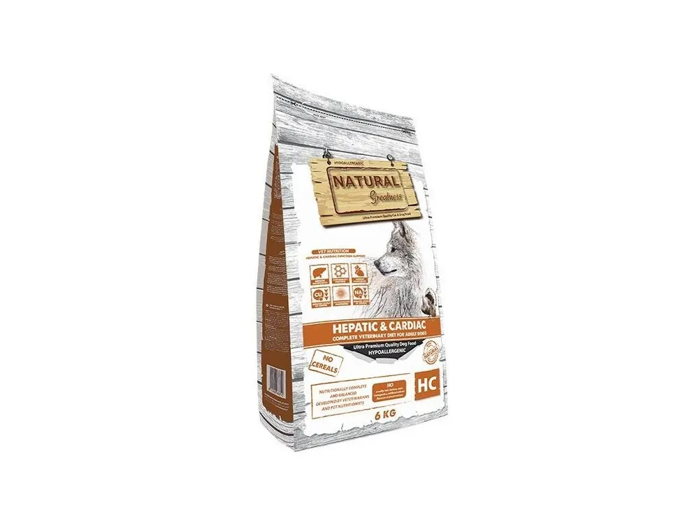 Rychlé Dodání Natural Greatness HEPATIC-CARDIAC veterinární dieta pro psy