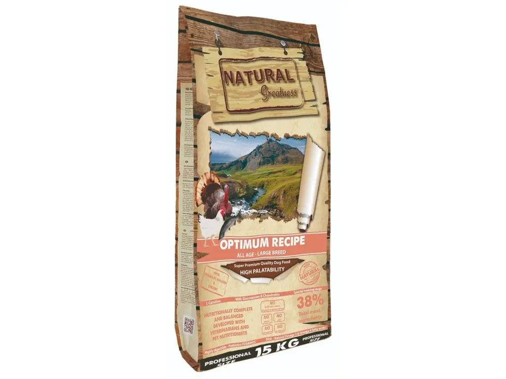 Nejlepší Cena Natural Greatness Optimum Recipe Large Breed/krůta,kuře/15 kg