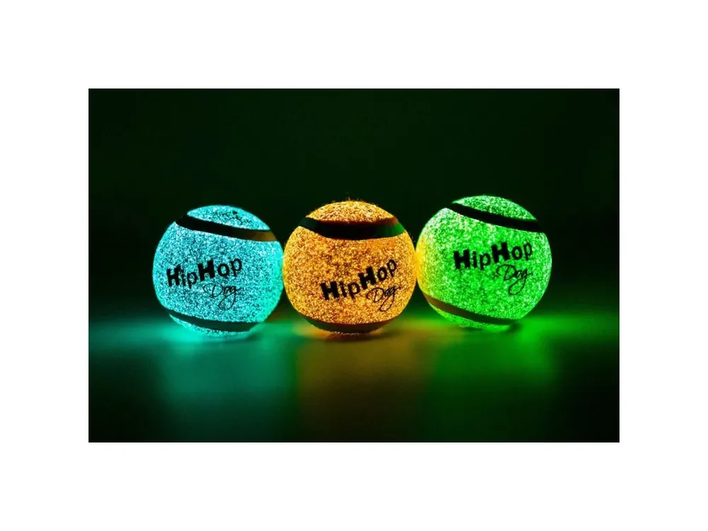 Rychlé Dodání Neonový ve tmě svítící tenis. míč 6,5 cm (3 ks/bal.) HIPHOP DOG