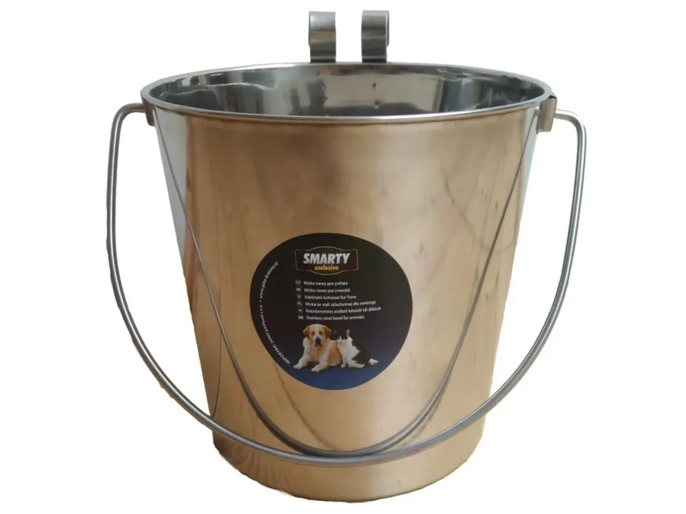 Zlevněný Nerez kyblík s háky na krmení, vodu 5,5 l