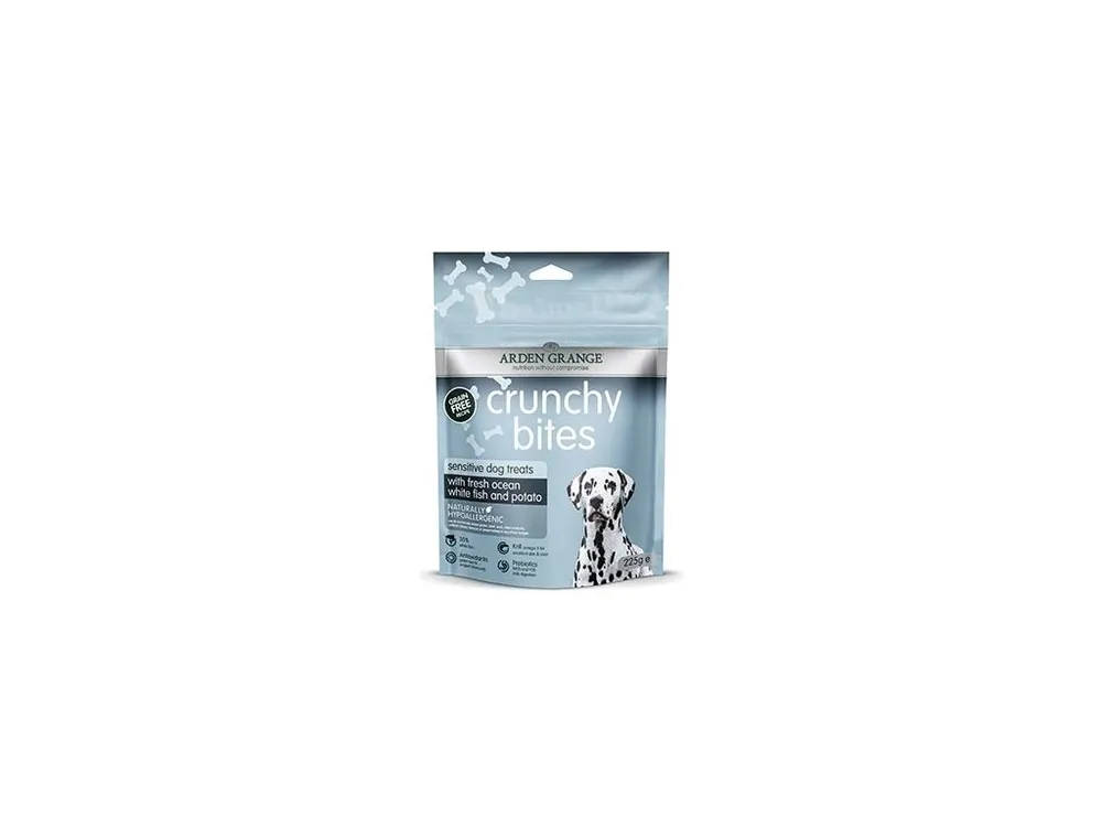 Pamlsek pro psy Arden Grange Crunchy Bites GF Sen.Oc.Wh.Fish&Pot., 225 g Ověřený