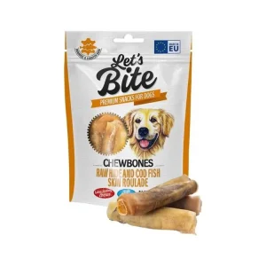 Pamlsek pro psy Brit DOG Let’s Bite Chewbones. Raw hide and cod fish skin roulade, 135 g Ověřený