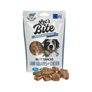 Speciální Cena Pamlsek pro psy Brit DOG Let’s Bite Meat Snacks Lamb Squares with Chicken, 80 g