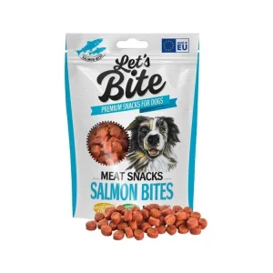 Autentický Pamlsek pro psy Brit DOG Let’s Bite Meat Snacks. Salmon Bites, 150 g