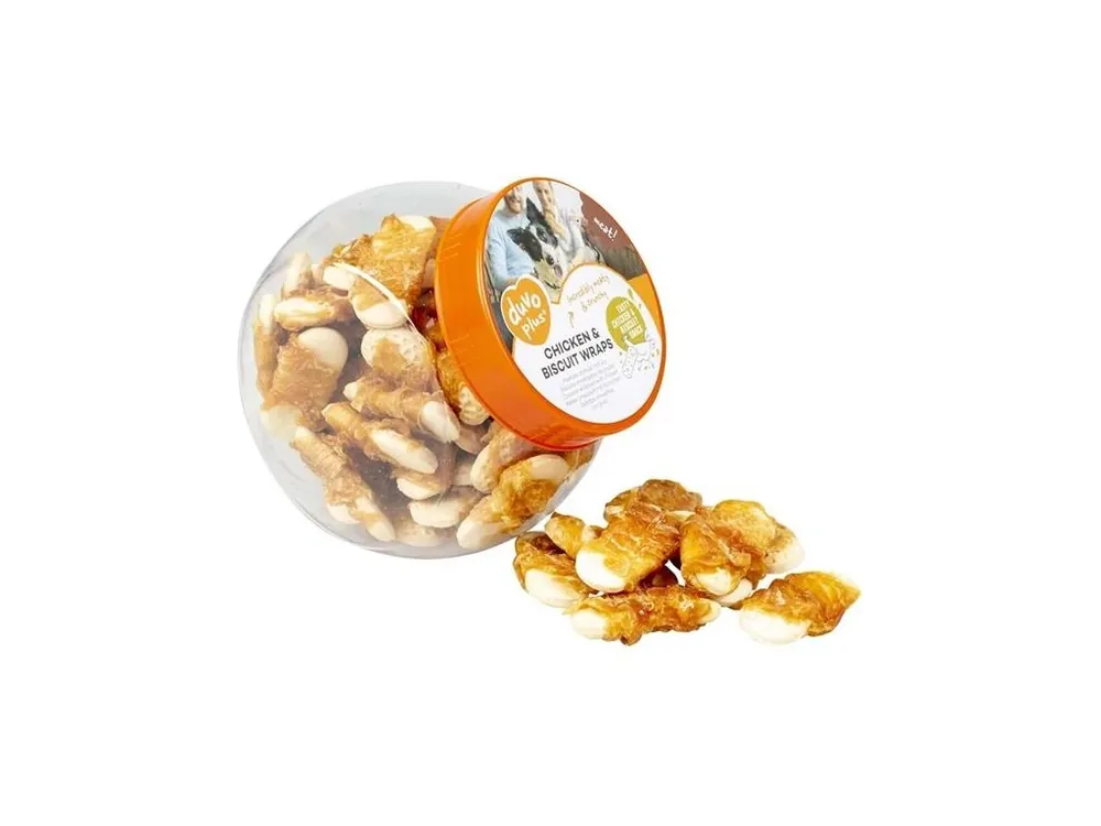 Pamlsek pro psy Duvo+ dog Meat! Chicken & biscuit wraps, 400 g Expresní Doručení