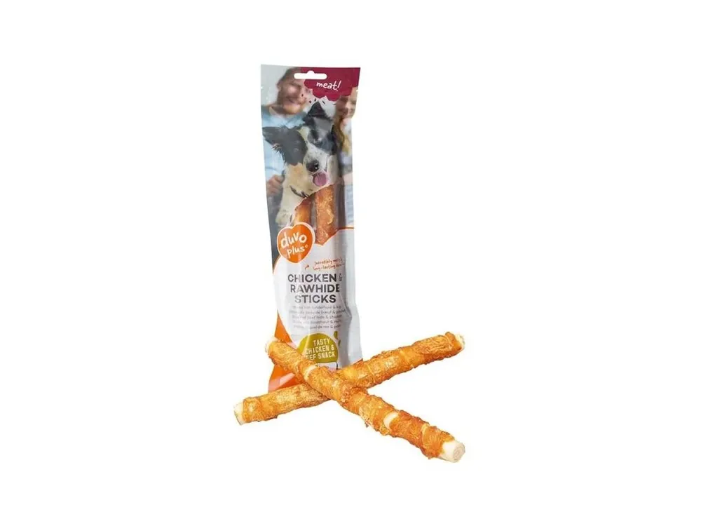 Poslední Šance Pamlsek pro psy Duvo+ dog Meat! Chicken & rawhide sticks L, 2x25 cm