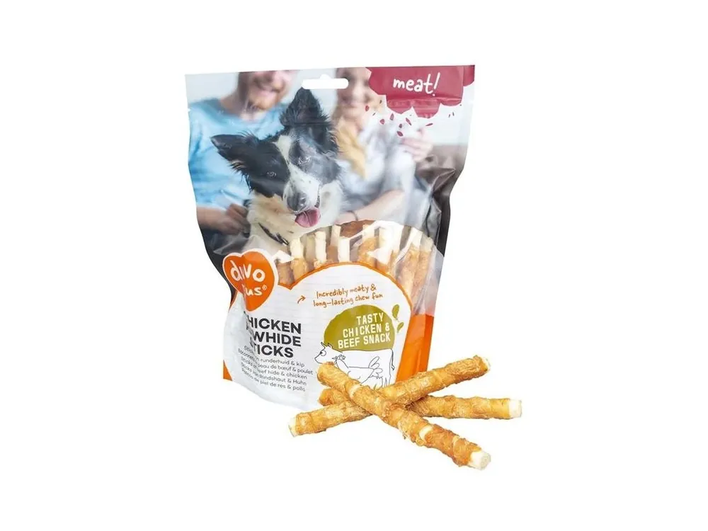 Originální Pamlsek pro psy Duvo+ dog Meat! Chicken & rawhide sticks, 400 g