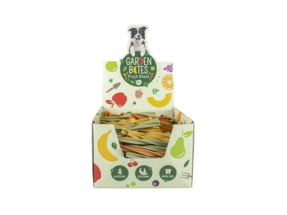 Pamlsek pro psy Garden Bites Fruity - kroucená tyčka S displej, 324 ks Zlevněný