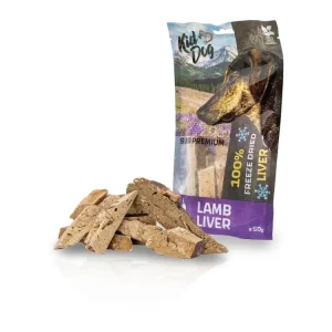 Zlevněný Pamlsek pro psy KIDDOG SUPER PREMIUM 100% jehněčí játra sušená mrazem, 50 g