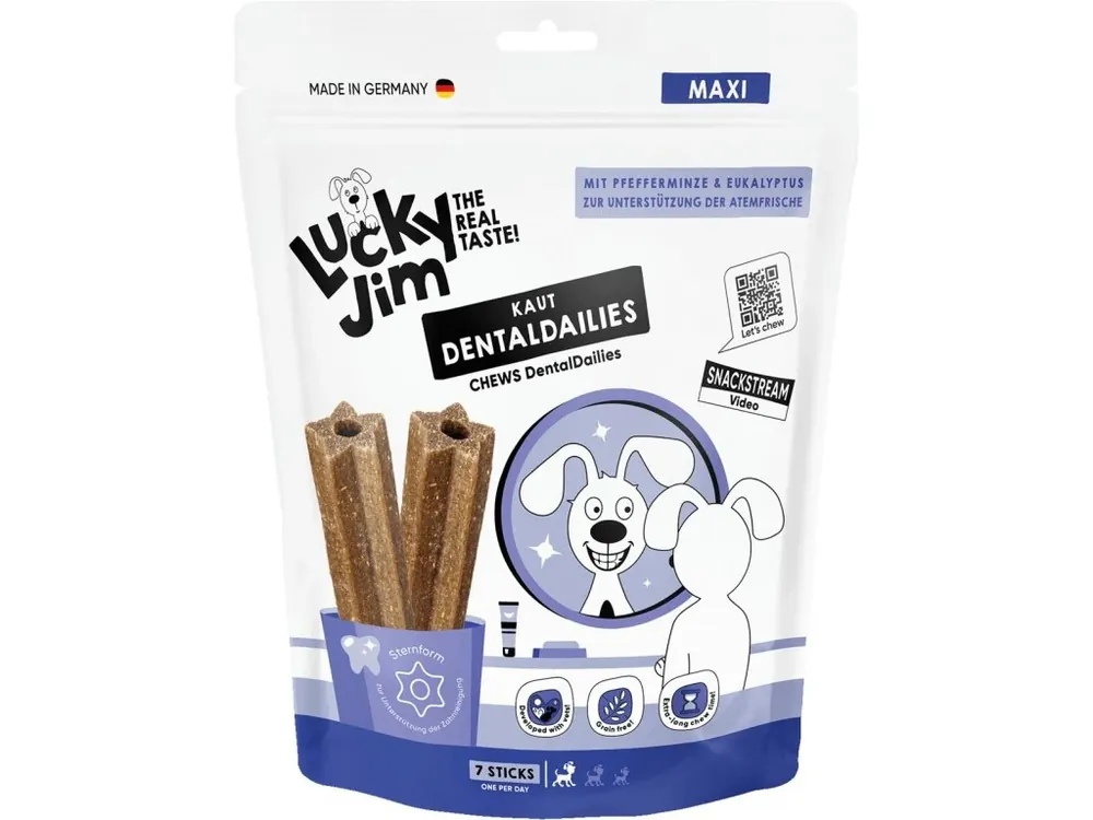 Pamlsek pro psy Lucky Jim DentalDailies Dentální tyčinky s mátou Maxi, 350 g Kup Teď