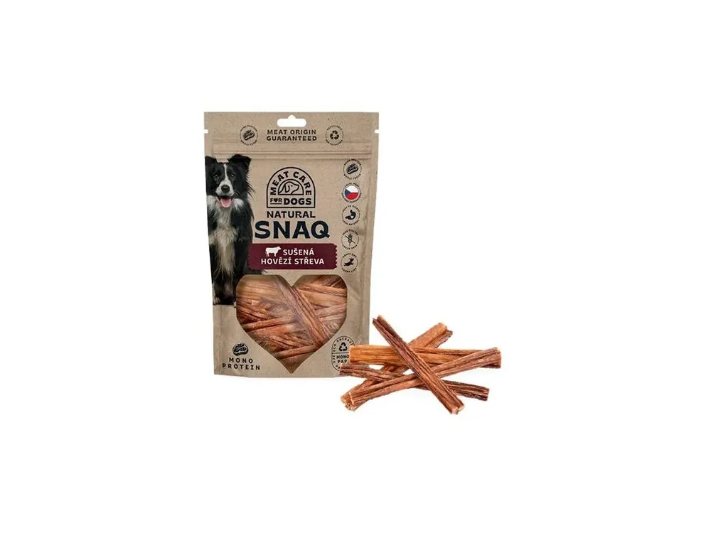 Pamlsek pro psy Meat Care Natural Snaq Hovězí střeva sušená, 100 g Výprodej