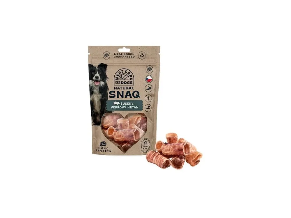 Pamlsek pro psy Meat Care Natural Snaq Vepřový hrtan sušený, 100 g Vysoce Kvalitní
