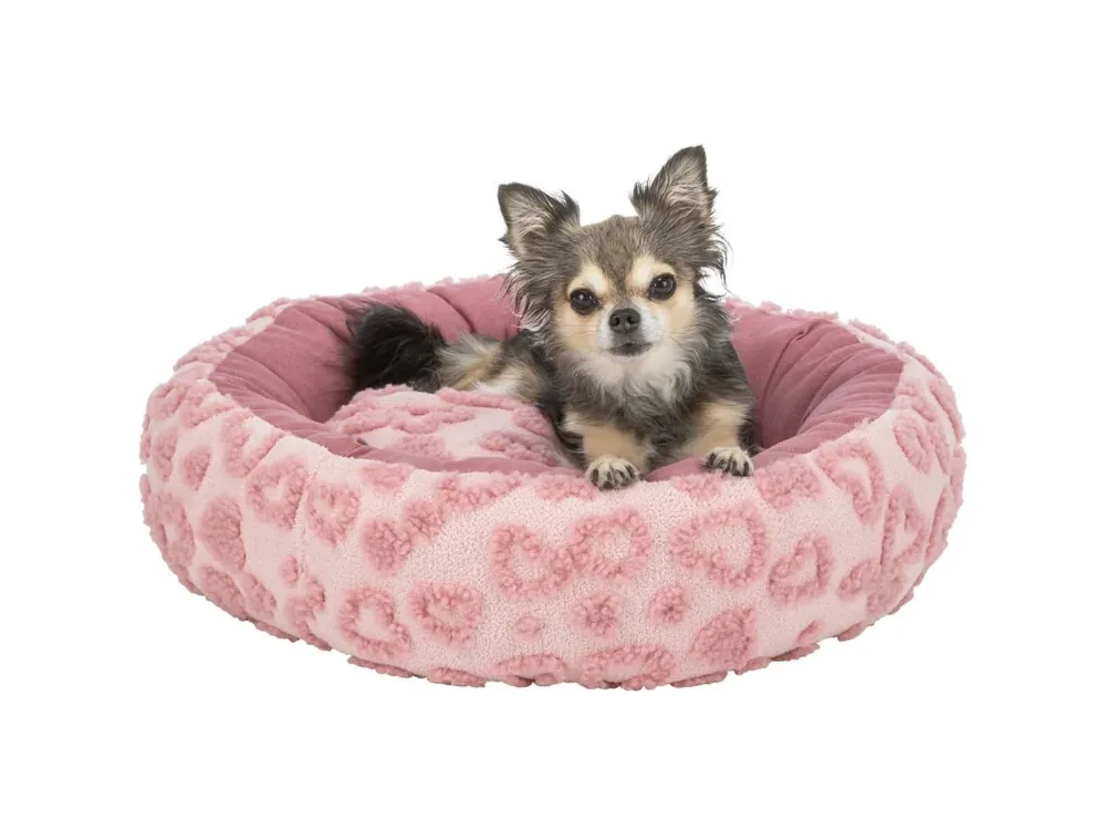Ověřený Pelech pro psy Trixie HEARTS se srdíčky, kulatý s okrajem, 50 cm, růžová - LIMITOVANÁ NABÍDKA