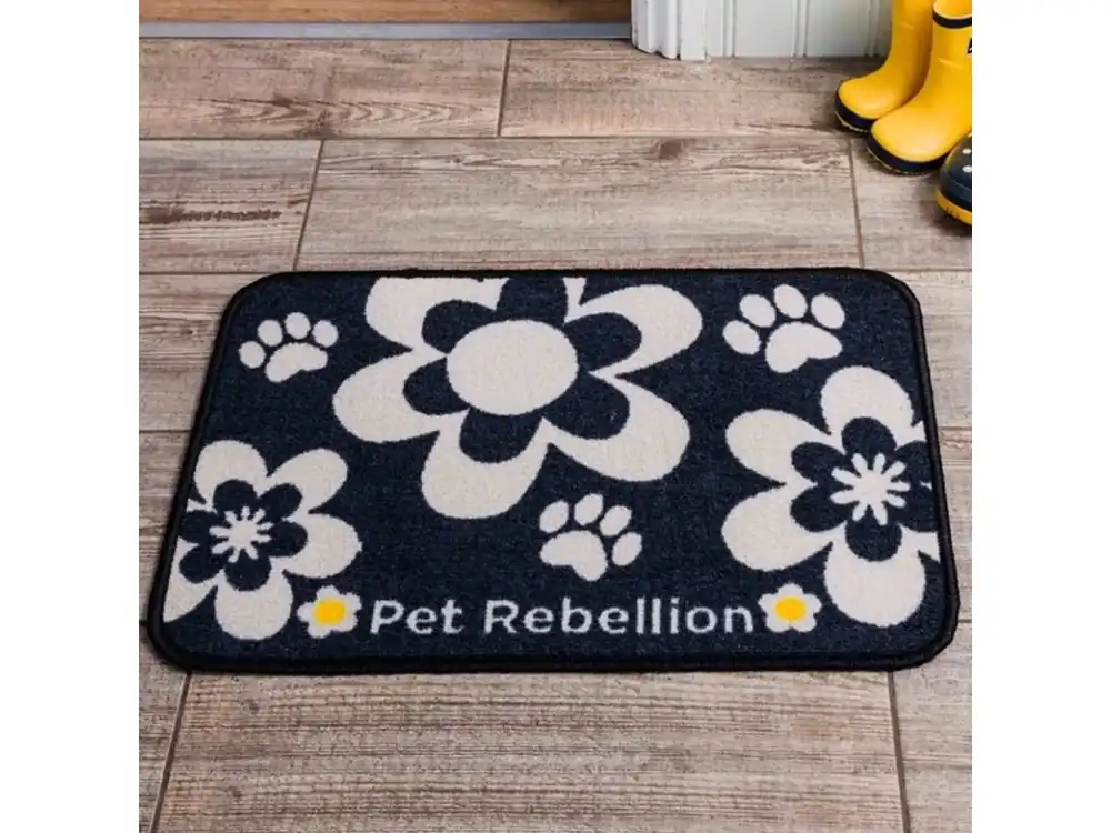 PET REBELLION Dinner Mate Flowers Black Kobereček pod misku 40x60cm Sezónní Sleva