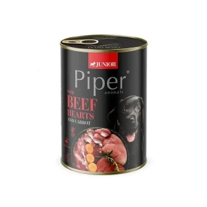 Akční Cena PIPER JUNIOR s hovězím srdcem a mrkví, konzerva pro štěňata 400 g
