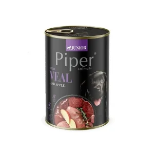 Akce PIPER JUNIOR s telecím a jablky, konzerva pro štěňata 400 g