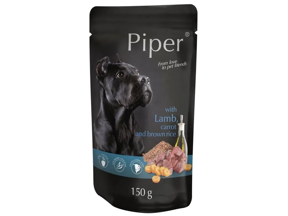 PIPER s jehněčím, mrkví a rýží, kapsička pro psy 150 g Jen Po Omezenou Doba