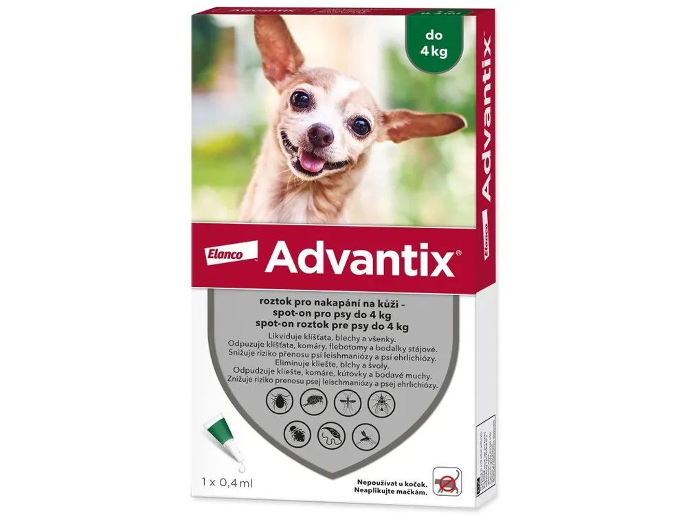Cenový Hit Pipeta Advantix Spot-on 1x0,4ml do 4kg !