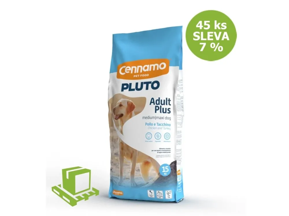 Víkendová Akce PLUTO Dog Adult Plus Medium/Maxi 15 kg (paleta 45 ks) SLEVA 7 %