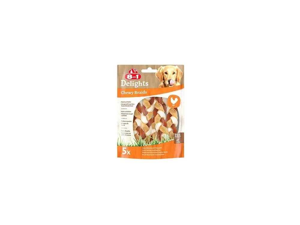Hit Sezóny Pochoutka 8in1 Delights Chewy Braids XS/S 75g