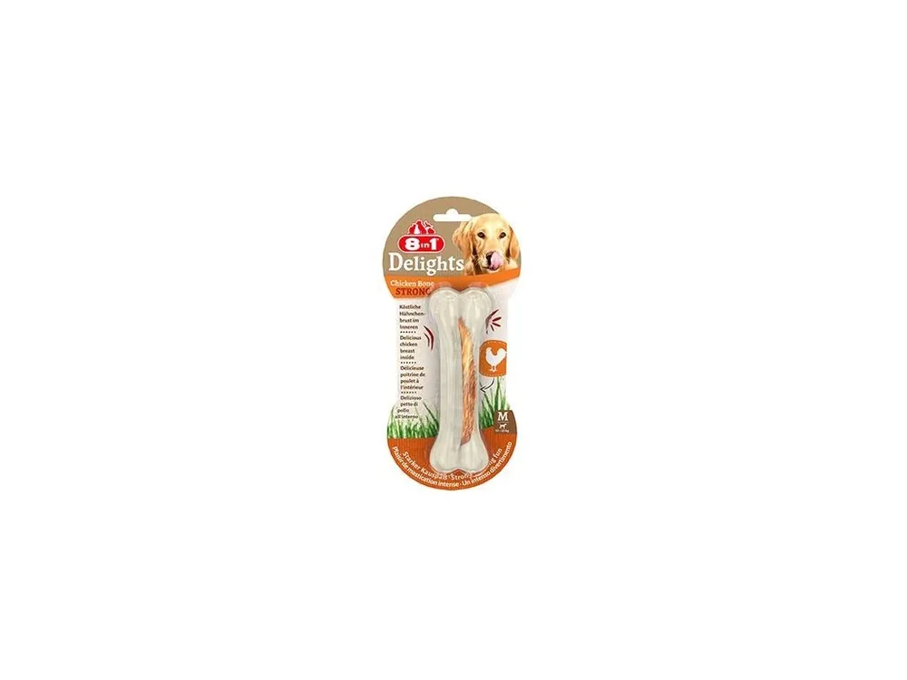 Pochoutka 8in1 Delights Chicken Bones Strong M 1ks Levný