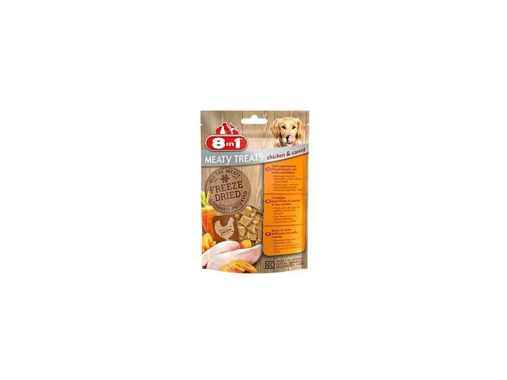 Pochoutka 8in1 Meaty Treats FD Chicken/Carrots 50g Autentický