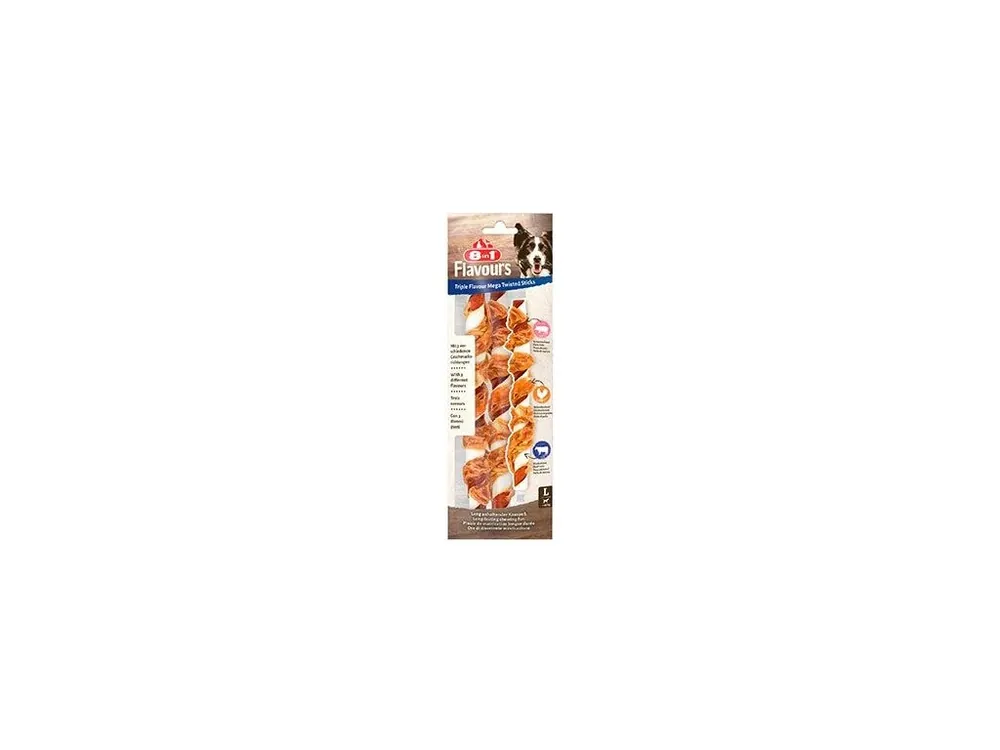 Novinka Pochoutka 8in1 Triple Flavour Mega Twisted Sticks 140g