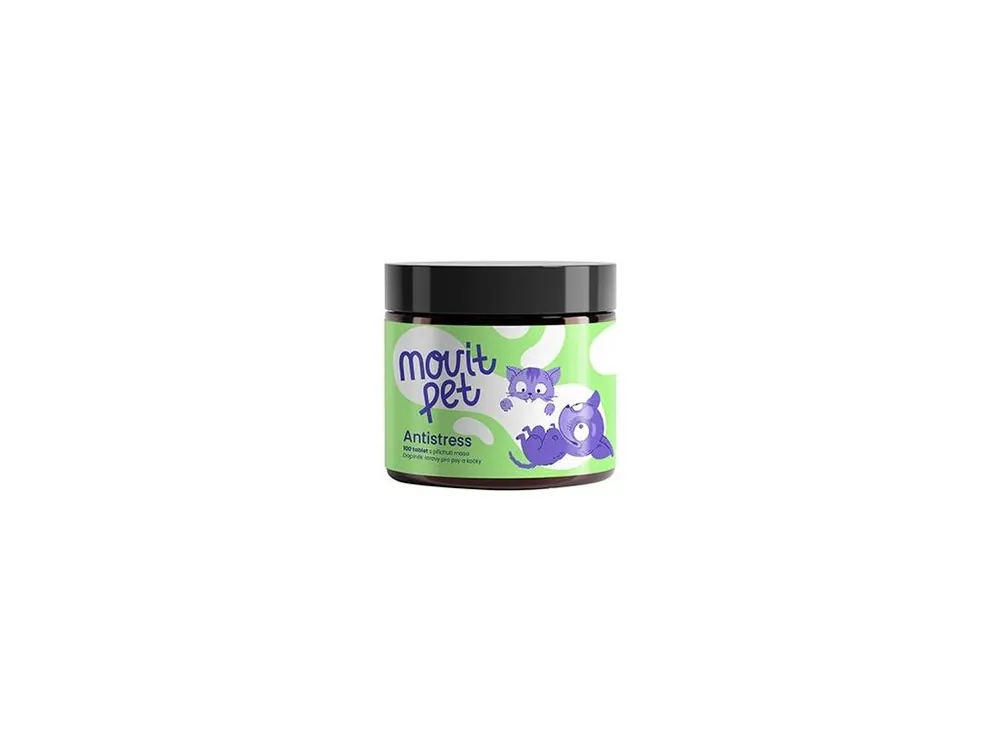 Potravinový doplněk pro psy a kočky MOVit PET Antistress, s příchutí masa, 100 tbl. Super Cena
