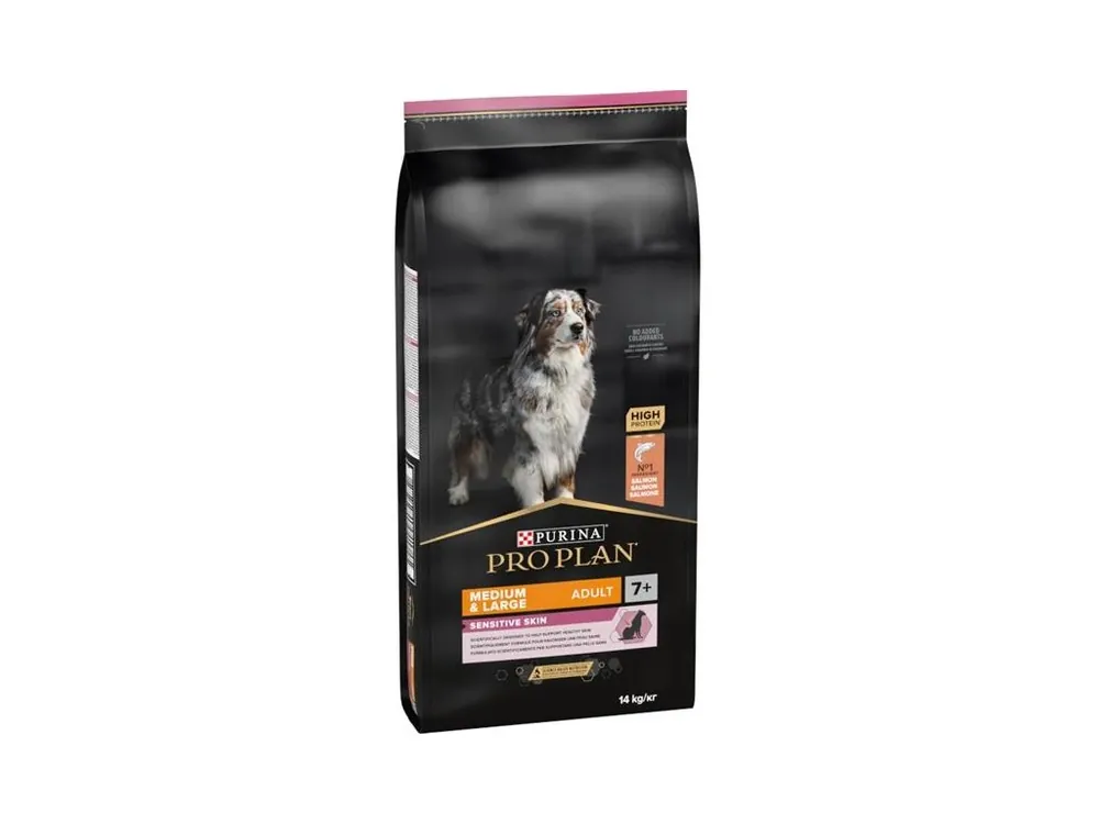 Pro Plan Dog Adult Medium&Large 7+ Sensitive Skin losos 14 kg Levný