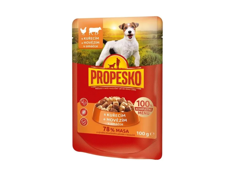 PROPESKO Dog hovězí a kuřecí, kapsa 100 g Bezpečná Platba