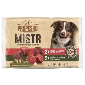 Výprodej PROPESKO Dog Mistr hovězí, zvěřina v omáčce, kapsa 85 g (4 pack)